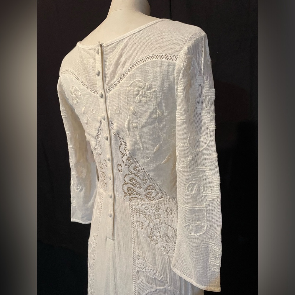 Free People 0 Ivory Cotton Maxi Dress Long Sleeves NWT - Picture 8 of 8